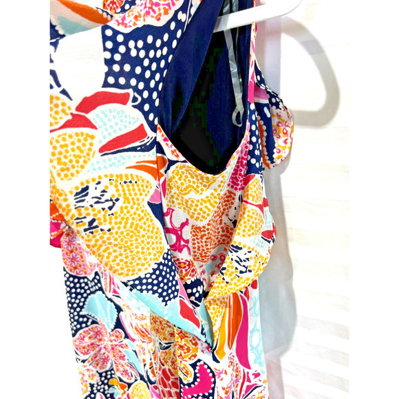 MSK Women's Multicolored Floral Crepe Cascading Ruffled Sleeves Dress Size‎ 6 - Picture 10 of 10